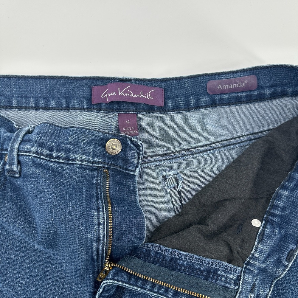 Gloria Vanderbilt Amanda Jeans Womens 14 Blue Denim Straight High Rise Outdoor